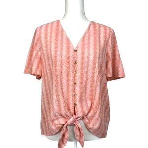 Michael Kors Orange Tie-front Blouse Medium